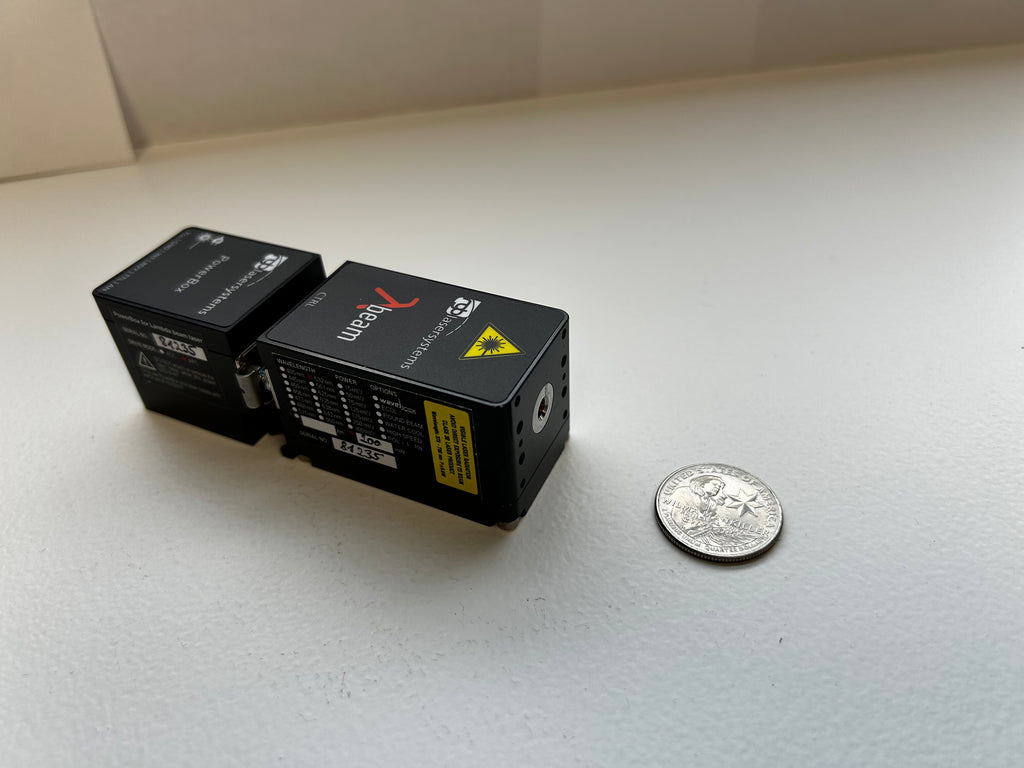 Lambda Beam 532 nm size comparison with quarter