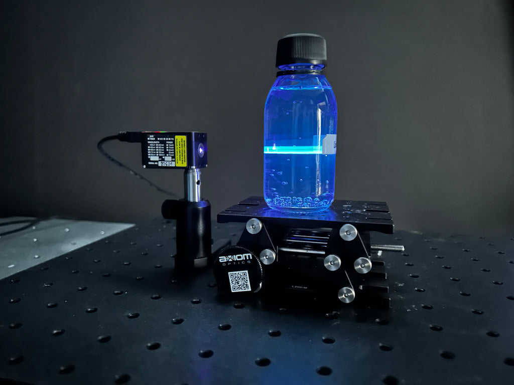 405 nm laser shown through water