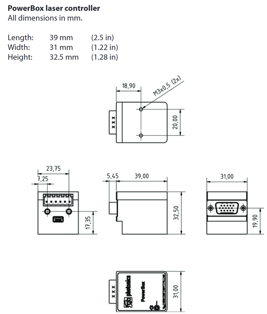 drawing of raman laser powerbox laser control